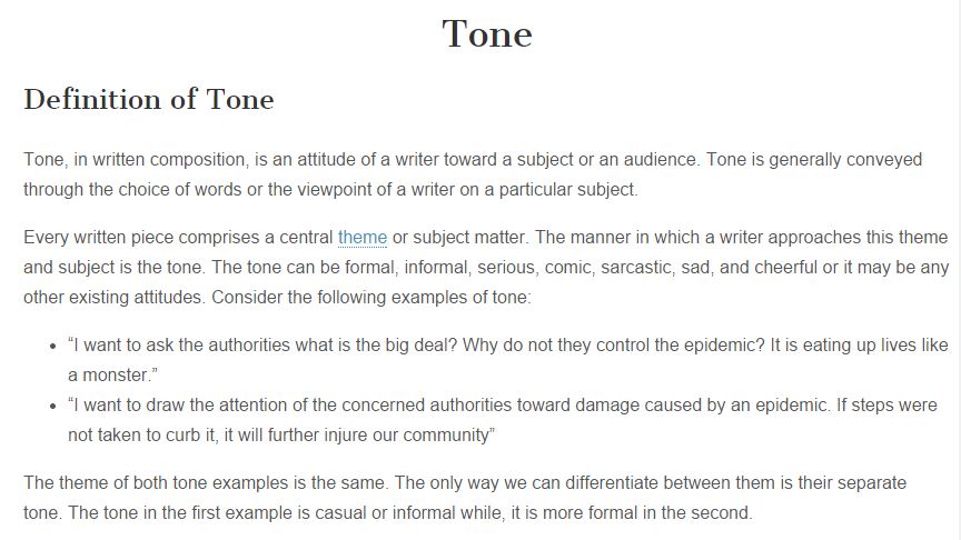 TONE: What is Tone? Examples of Tone in Writing